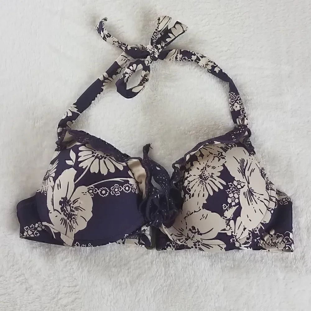 Becca by Rebecca Virtue Purple Floral Bikini Top